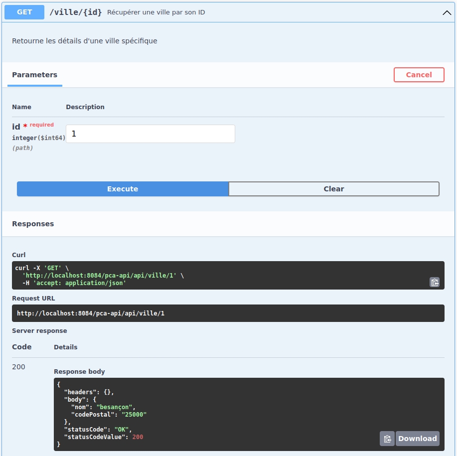 Architecture en couches Spring Boot et interface Swagger